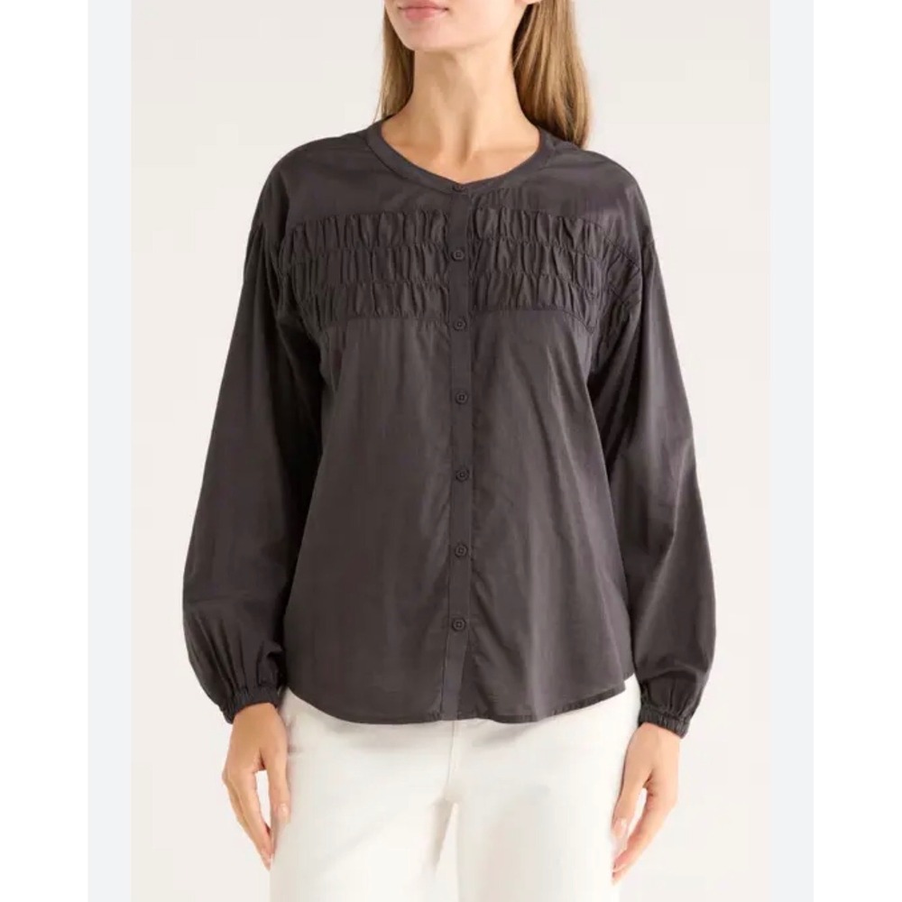 Splendid Women's Caroline Button-Up Shirt / Blouse – Grey – Size Large – NWT